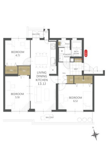【間取り】稲毛高浜北住宅14号棟 