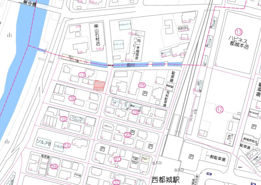 都城市松元町の売地の土地図