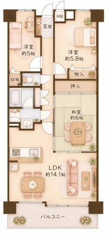 オークヒルズ香里弐番館の間取り|間取り図はいかがですか？ご希望を叶える間取りですか？リビングの広さは？水回りの位置は？カウンターキッチン？など色々な情報が集約されています。弊社ではリフォームなどのご相談も承っております。