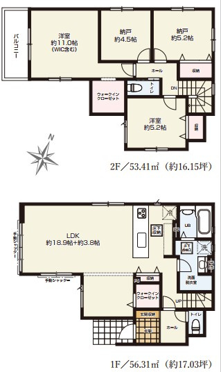 所沢市小手指南10期　全3棟　新築戸建の間取り