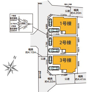 所沢市小手指南10期　全3棟　新築戸建の区画図