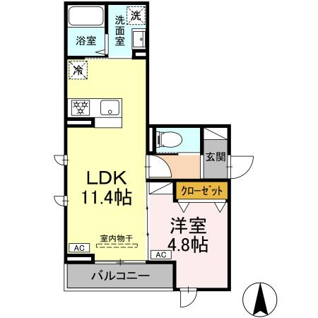多摩市乞田のアパートの間取り