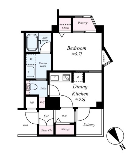 アルシオンエアポートタワーの間取り|3面角部屋ちょっと変わった1DK
