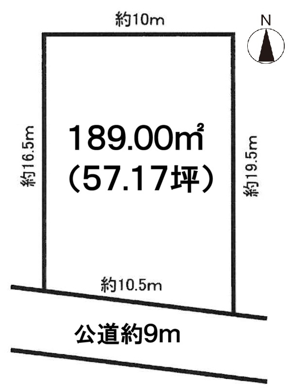 小牧市久保一色南２丁目　売地の土地図|南面道路！陽当たり良好！
敷地57.17坪。間口10.5ｍ。