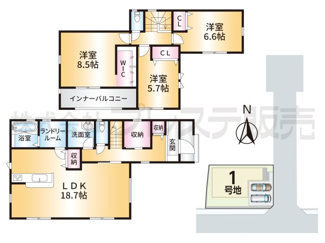 【間取り】 | 大和郡山市野垣内町の新築一戸建 全６区画 | １号地間取図