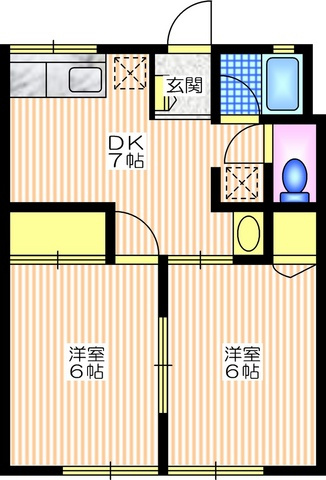 シティハイム　サワノの間取り|全室洋室　２Ｆ南東向き日当り良好