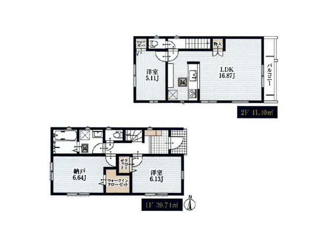 【間取り】 | 東久留米市南沢5丁目　新築一戸建住宅　全4棟　(保谷店) | 1号棟/陽当たりとプライバシーに配慮された2階リビングの住まい。衣類や趣味用品の収納に便利なWIC付き。※図面を基に作成しています。現況と異なる場合は現況を優先いたします。