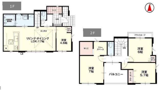 新築　佐波郡玉村町2期　1号棟の間取り|建物面積114.12㎡　シューズインクローク・ウォークインクローゼット・フリースペース・各部屋収納付きで便利です！インナーバルコニーなので突然の雨でもお洗濯物も安心です♪
