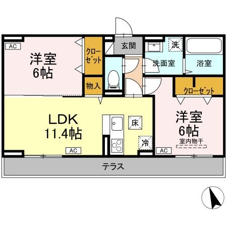 多摩市和田のアパートの間取り