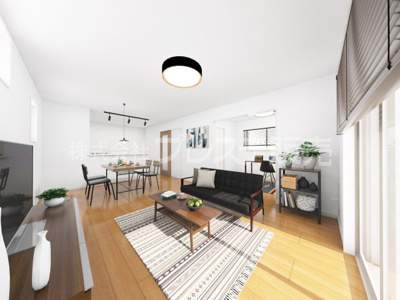【居間・リビング】 | 大和郡山市野垣内町の新築一戸建 全６区画 | ３号地リビング完成イメージ／ＬＤＫ１７帖！南向きですので、陽あたり良好です♪※モデルハウスあり