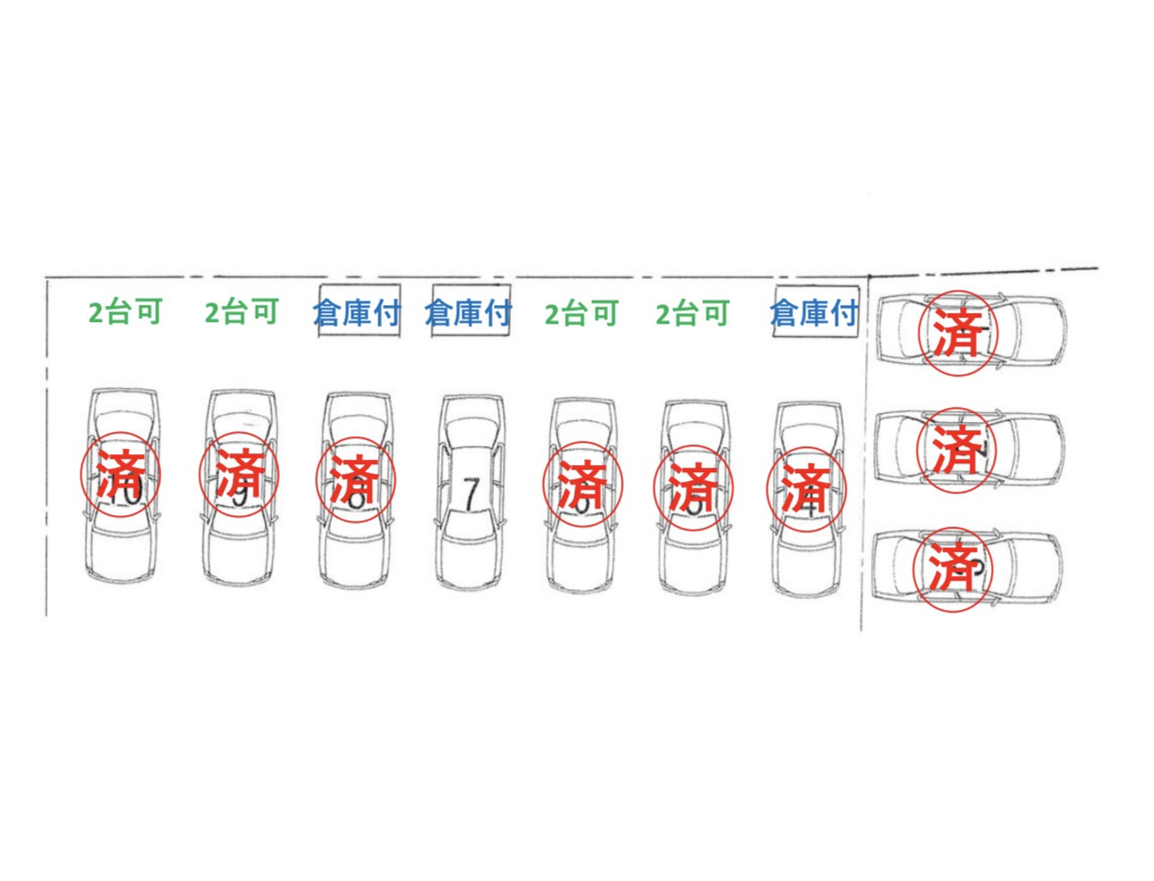 トラスト生野町パーキング の区画図|現在空き状況