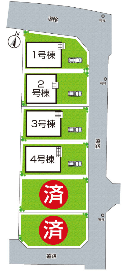 京都市西京区大原野灰方町　第1期　新築一戸建ての区画図|全6区画