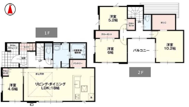 新築　佐波郡玉村町福島2期　4号棟の間取り|建物面積115.41㎡　広々18帖のLDK！シューズインクローク・パントリー・ウォークインクローゼット・各部屋収納付きで便利です！インナーバルコニーなので突然の雨でもお洗濯物も安心です♪
