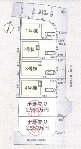 京都市西京区大原野灰方町　第1期　新築一戸建ての区画図|全6区画