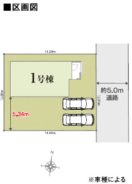 牛久市田宮町01期　新築戸建の区画図|敷地広々、地盤調査済みで安心。駐車や生活動線も快適です。