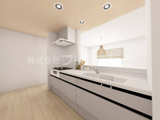【キッチン】 | 大和郡山市野垣内町の新築一戸建 全６区画 | ５号地キッチン完成イメージ／人気の対面キッチン♪