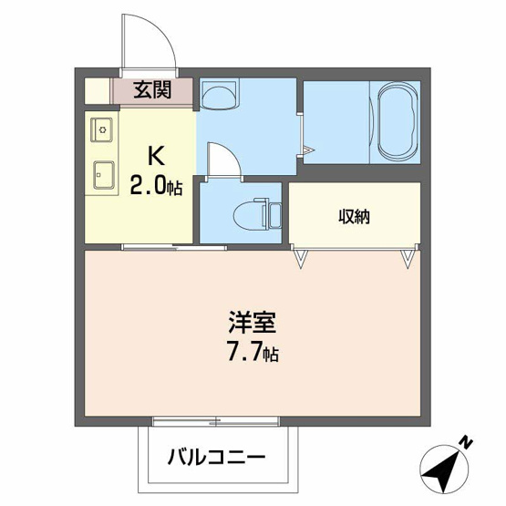 【間取り】 | シャーメゾン土橋 | 1Kのお部屋です