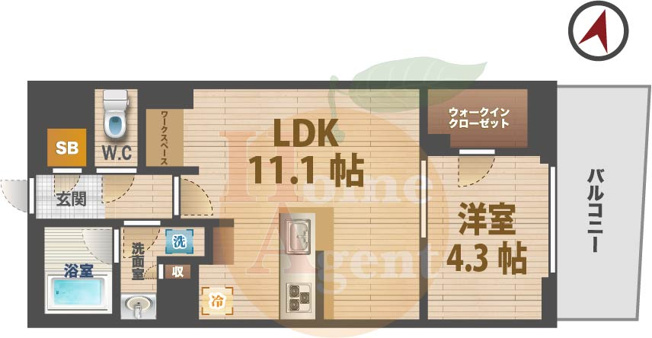 【間取り】 | イストワール阿佐ヶ谷 | 1LDKのお部屋です。