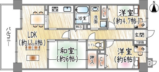 【間取り】 | ディアエスタ・ミオ豊中ウエストスクエア | 3LDK