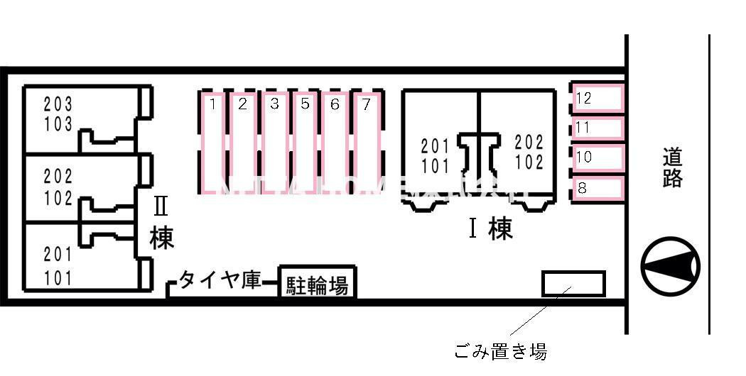 豊岡市中陰のアパートの区画図