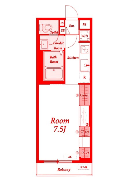 大和市深見台１丁目の賃貸マンションの間取り|洗面台とトイレが別の空間になります♪