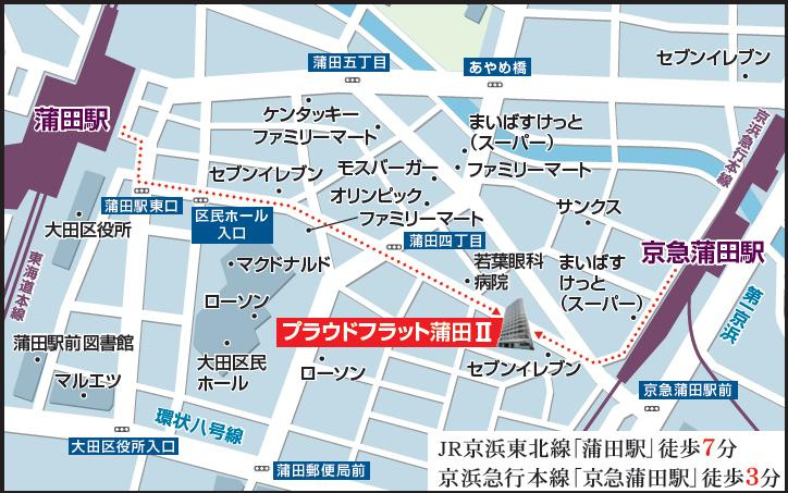 プラウドフラット蒲田Ⅱの地図