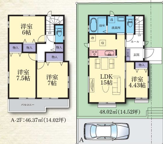 港南区日限山3丁目　新築戸建ての間取り
