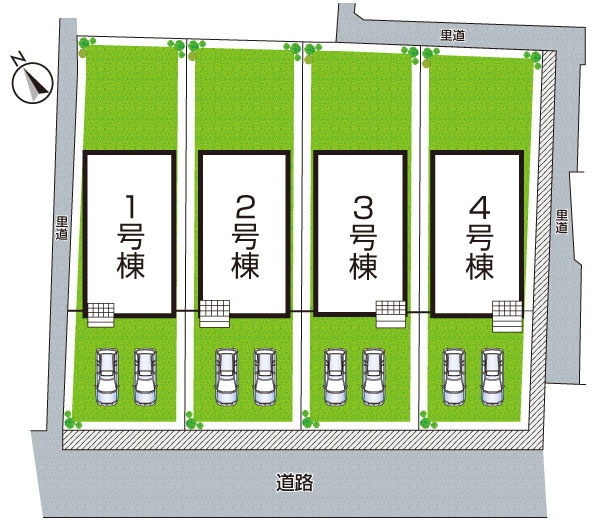 東近江市五個荘簗瀬町　第3期　新築一戸建ての区画図|全4区画