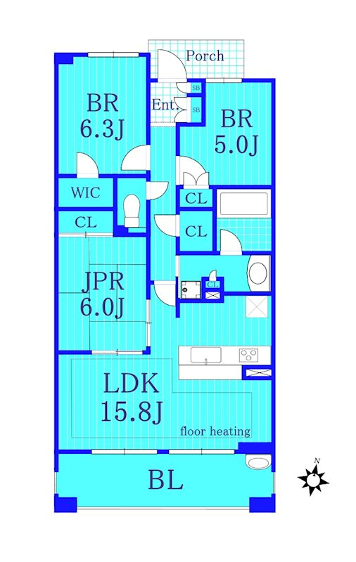 プラウド横浜鶴見市場の間取り|3LDKの使いやすい間取りです！