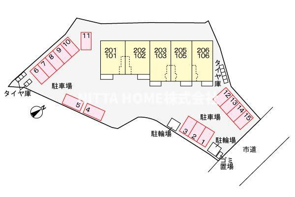 京丹後市大宮町口大野のアパートの区画図