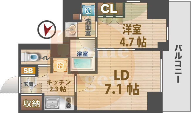 【間取り】 | パークアクシス東高円寺 | 2Kのお部屋です。
