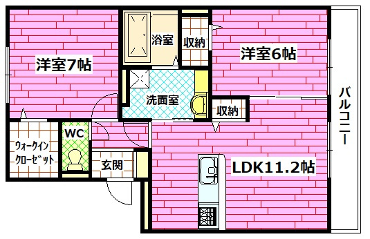 安芸郡府中町城ケ丘のアパートの間取り