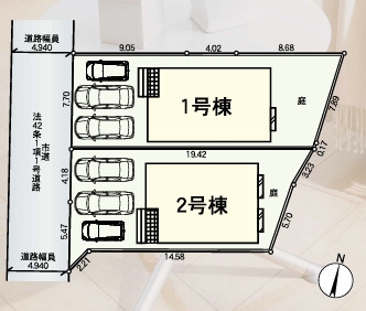 福岡市早良区干隈第１６　２号棟の区画図