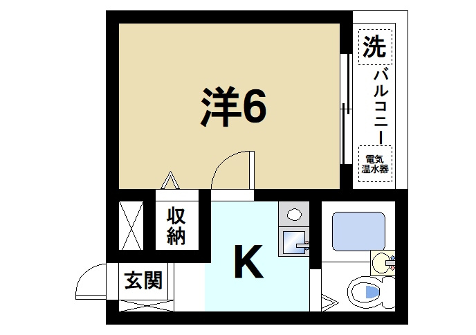 ハイツチャオチャオの間取り|1Kの間取りです