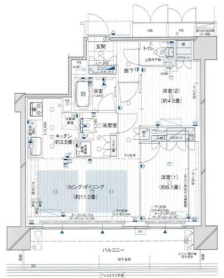 【間取り】 | ブランズタワー御堂筋本町