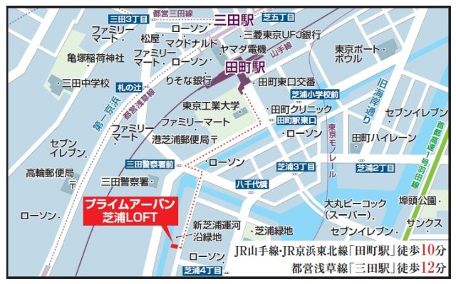 プライムアーバン芝浦LOFTの地図