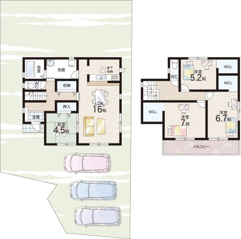 富田林市梅の里　新築一戸建ての間取り|6号地