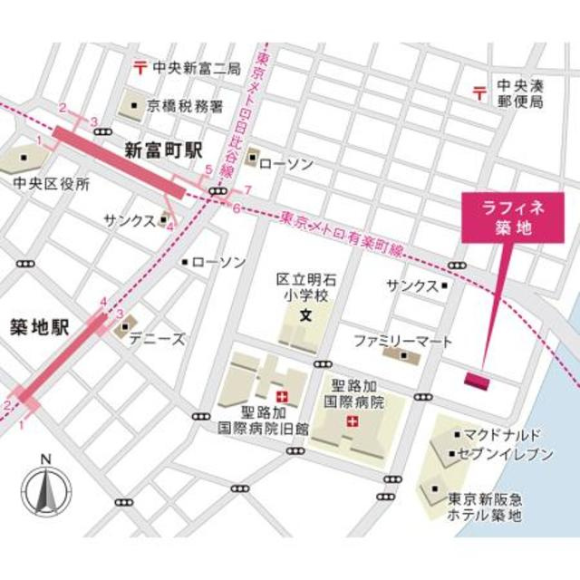 ラフィネ築地の地図