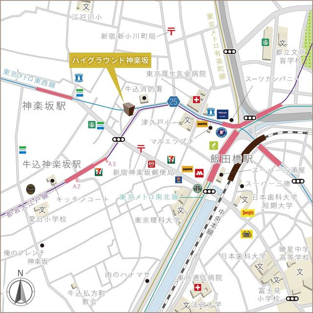 ハイグラウンド神楽坂の地図