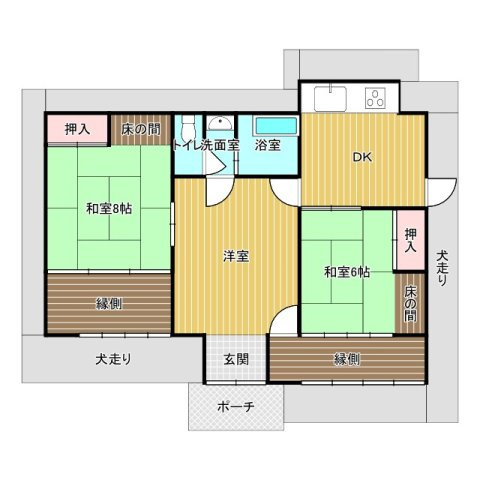 山武郡横芝光町木戸　中古戸建の間取り