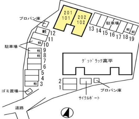 グッドラック高平弐番館の区画図