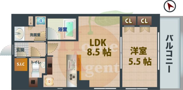 【間取り】 | パークハビオ西新宿 | 1LDKのお部屋です。