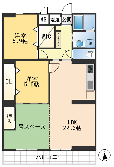 千里ヶ丘マンションA棟の間取り