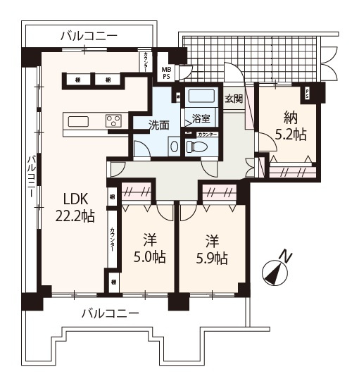 【間取り】 | コスモハイツ新大阪2番館 | 陽当り・眺望良好！三面バルコニー付き角住戸！2SLDKリフォーム物件。即お引渡し可能です。