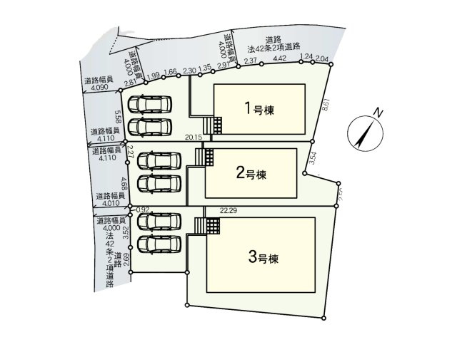 鳥栖市村田町第6-3棟（1号棟）の区画図|配置図（1号棟）