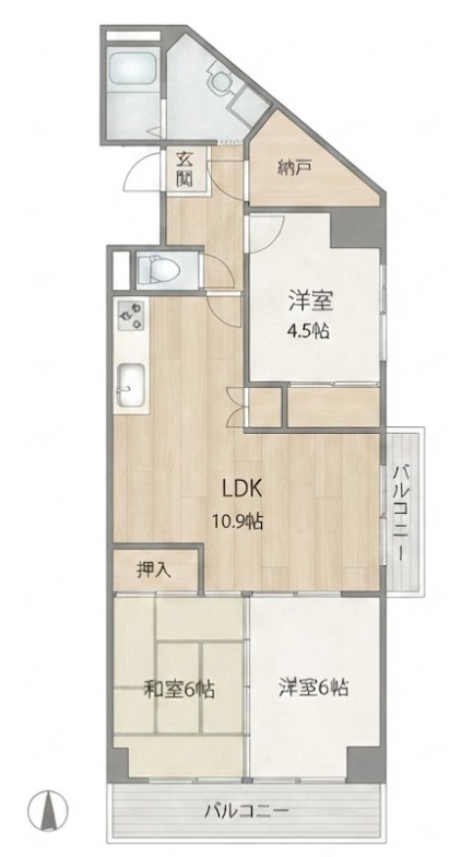 天王寺サンハイツの間取り