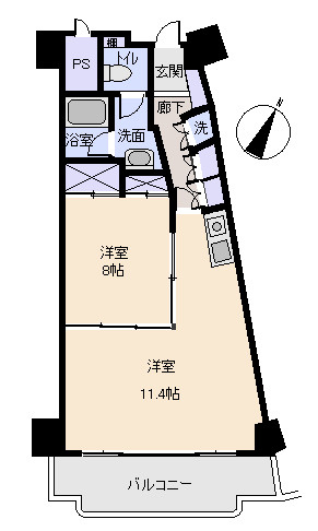 中銀ライフケア第二伊豆山18号館の間取り