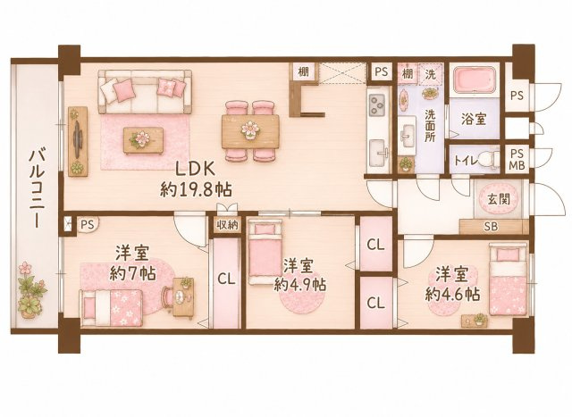 労住まきのハイツ3号棟の間取り|間取り図はいかがですか？ご希望を叶える間取りですか？リビングの広さは？水回りの位置は？カウンターキッチン？など色々な情報が集約されています。弊社ではリフォームなどのご相談も承っております。