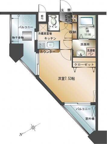 新品家具付きマンション渡辺通4(KaGood福岡)の間取り