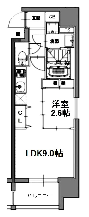 大阪市中央区南船場１丁目の賃貸マンションの間取り